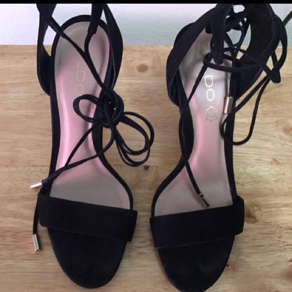 Aldo black lace up heel / sandals - Picture 3 of 5